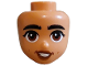 Part No: 110371  Name: Mini Doll, Head Friends with Black Bushy Eyebrows, Eyelashes, Reddish Brown Eyes, Dark Orange Dimples and Lips, Lopsided Open Mouth Smile with Teeth Pattern