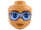 Part No: 112005  Name: Mini Doll, Head Friends with Reddish Brown Eyebrows, Blue Eyes, Dark Blue Sunglasses with Bright Light Blue Lenses, Dark Orange Lips, Closed Mouth Smile Pattern