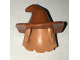 Part No: 20606pb02  Name: Minifigure, Hair Combo, Hair with Hat, Mid-Length Scraggly with Molded Dark Orange Floppy Witch Hat Pattern