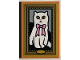 Part No: 26603pb247  Name: Tile 2 x 3 with Picture of White Cat with Bright Pink Bow in Gold Frame Pattern (Sticker) - Set 76403