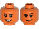 Part No: 3626cpb1381  Name: Minifigure, Head Dual Sided Black Thick Eyebrows, Mouth and Chin Dimple, Open Smile / Raised Eyebrow Pattern (Dr. Wu) - Hollow Stud