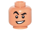 Part No: 3626cpb1553  Name: Minifigure, Head Black Thick Eyebrows, Raised Right Eyebrow, Lopsided Open Mouth Smile with Teeth Pattern - Hollow Stud