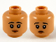 Part No: 3626cpb2731  Name: Minifigure, Head Dual Sided Child Female Black Eyebrows, Red Lips, Smile / Worried Pattern - Hollow Stud