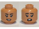 Part No: 3626cpb2877  Name: Minifigure, Head Dual Sided Female, Black Eyebrows, Peach Lips, Open Smile / Scared Pattern - Hollow Stud