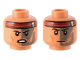 Part No: 3626cpb2953  Name: Minifigure, Head Dual Sided Black Eyebrows, White Pupils, Cheek Lines, Dark Red Headband with Skull, Dark Gray Face Paint, Angry / Frown Pattern - Hollow Stud