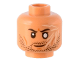Part No: 3626cpb2983  Name: Minifigure, Head Black Eyebrows, Stubble, Dark Orange Brow Furrow, Cheek Lines and Chin Dimple, White Scars, Blind Left Eye Pattern - Hollow Stud