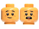Part No: 3626cpb2998  Name: Minifigure, Head Dual Sided Child, Reddish Brown Freckles, Grin / Scared Open Mouth, Black Eyebrows Pointed Ends Pattern - Hollow Stud