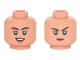 Part No: 3626cpb3001  Name: Minifigure, Head Dual Sided Female, Black Eyebrows, Medium Nougat Lips Open Mouth Smile / Raised Eyebrow Pattern - Hollow Stud