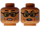 Part No: 3626cpb3033  Name: Minifigure, Head Dual Sided, Black Eyebrows, Glasses, Cheek Lines, Water Drops, Scared / Terrified Pattern - Hollow Stud
