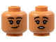 Part No: 3626cpb3137  Name: Minifigure, Head Dual Sided Female, Black Eyebrows, Medium Nougat Lips, Lopsided Grin / Surprised with Open Mouth Pattern - Hollow Stud