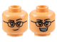 Part No: 3626cpb3173  Name: Minifigure, Head Dual Sided Female Black Eyebrows and Glasses, Lopsided Grin / Open Mouth Smile Pattern - Hollow Stud
