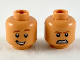 Part No: 3626pb2370  Name: Minifigure, Head Dual Sided Dark Orange Eyebrows and Chin Contour, Smile / Fierce Pattern