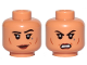 Part No: 3626pb2488  Name: Minifigure, Head Dual Sided Female Dark Red Lips, Black Eyebrows, Cheek Lines, Dark Bluish Gray Tattoo, Smile / Angry Pattern