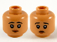 Part No: 3626pb2731  Name: Minifigure, Head Dual Sided Child Female Black Eyebrows, Red Lips, Smile / Worried Pattern