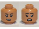 Part No: 3626pb2877  Name: Minifigure, Head Dual Sided Female Black Eyebrows, Eyelashes, Dark Orange Lips, Lopsided Open Mouth Smile with Teeth / Scared and Teeth Parted Pattern