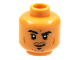 Part No: 3626pb2891  Name: Minifigure, Head Black Eyebrows and Stubble, Eyebrow Raised Right, Dark Orange Cheek Lines Pattern