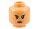 Part No: 3626pb2928  Name: Minifigure, Head Female Black Eyebrows, Dark Orange Lips, Cheek Lines and Chin Dimple, Neutral Pattern