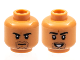 Part No: 3626pb2931  Name: Minifigure, Head Dual Sided Black Eyebrows and Goatee Stubble, Frown / Open Smile with Teeth Pattern