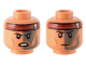 Part No: 3626pb2953  Name: Minifigure, Head Dual Sided Black Eyebrows, White Pupils, Cheek Lines, Dark Red Headband with Skull, Dark Gray Face Paint, Angry / Frown Pattern