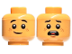Part No: 3626pb2998  Name: Minifigure, Head Dual Sided Child, Reddish Brown Freckles, Grin / Scared Open Mouth, Black Eyebrows Pointed Ends Pattern