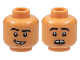 Part No: 3626pb3025  Name: Minifigure, Head Dual Sided Black Eyebrows, Gap in Teeth, Stubble, Lopsided Smile / Scared Pattern