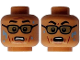 Part No: 3626pb3033  Name: Minifigure, Head Dual Sided Black Eyebrows, Glasses, Cheek Lines, Water Drops, Scared / Terrified Pattern