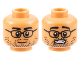 Part No: 3626pb3159  Name: Minifigure, Head Dual Sided Black Eyebrows, Glasses, and Stubble, Neutral / Scared with Open Mouth Pattern