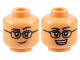 Part No: 3626pb3173  Name: Minifigure, Head Dual Sided Female Black Eyebrows and Glasses, Lopsided Grin / Open Mouth Smile Pattern