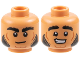 Part No: 3626pb3680  Name: Minifigure, Head Dual Sided Black Bushy Eyebrows and Sideburns, Medium Nougat Contour Lines, Neutral / Worried Open Mouth Smile Pattern