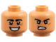 Part No: 3626pb3930  Name: Minifigure, Head Dual Sided Black Eyebrows, Dark Orange Scar and Chin Dimple, Open Mouth Smile / Scowl Pattern