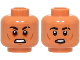 Part No: 3626pb3937  Name: Minifigure, Head Dual Sided Black Eyebrows, Scar, Dark Orange Eye Shadow, Cheek Lines and Chin Dimple, Scared Open Mouth with Teeth / Surprised Pattern