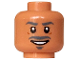 Part No: 3626pb3985  Name: Minifigure, Head Dark Bluish Gray Eyebrows, Moustache and Goatee, Black Eyes and Open Mouth Smile with White Teeth, Dark Orange Cheeck Lines Pattern