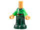 Part No: 65224pb012  Name: Micro Doll, Body with Molded Bright Green Top and Dark Green Pants and Printed Dark Green Stitching and Neck, Dark Brown Belt with Gold Buckle Pattern