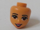 Part No: 66441  Name: Mini Doll, Head Friends with Brown Eyes, Eyelashes, Magenta Lips and Open Mouth Smile Pattern