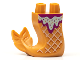 Part No: 75648pb01  Name: Tail, Mermaid / Merman Curved Right with Magenta and Bright Light Orange Ice Cream Toppings and Tan Waffle Cone Pattern