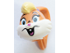 Part No: 75698pb01  Name: Minifigure, Head, Modified Looney Tunes Lola Bunny with White Face, Bright Pink Nose and Tongue Pattern