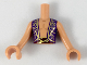 Part No: FTBpb040c01  Name: Torso Mini Doll Boy Dark Purple Vest with Gold Filigree, Dark Red Sash Pattern, Nougat Arms with Hands