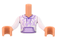 Part No: FTBpb072c01  Name: Torso Mini Doll Boy White and Lavender Hoodie Pattern, Nougat Arms with Hands with White Sleeves