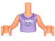 Part No: FTGpb271c01  Name: Torso Mini Doll Girl Medium Lavender Top with Castle Necklace Pattern, Nougat Arms with Hands