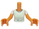 Part No: FTWpb381c01  Name: Torso Mini Doll Woman Light Aqua Scrubs Top with White Dots and Silver Pendant Necklace Pattern, Nougat Arms with Hands with White Short Sleeves