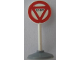 Part No: bb0140pb03c01  Name: Road Sign with Post, Round with Triangle Stop Pattern, Type 1 Base