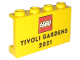 Part No: 14718pb074  Name: Panel 1 x 4 x 2 with Side Supports - Hollow Studs with LEGO Logo and 'TIVOLI GARDENS 2021' Pattern