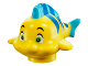 Part No: 15679pb01  Name: Fish, The Little Mermaid with Blue Stripes, Lime Eyes and Medium Azure Dorsal and Tail Fins Pattern (Flounder / Fabius)