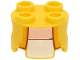 Part No: 17485pb010  Name: Brick, Round 2 x 2 with Pin Holes with Vest Open with Bright Light Orange and Reddish Brown Trim over White Shirt, Light Nougat Neck Pattern (Super Mario Yellow Toad Torso)