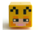 Part No: 19729pb035  Name: Minifigure, Head, Modified Cube with Pixelated Light Nougat Face, Black Eyes and Antennae, Bright Pink Mouth, and Bright Light Orange Eyebrows and Cheeks Pattern (Minecraft Beekeeper)