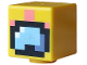 Part No: 19729pb115  Name: Minifigure, Head, Modified Cube with Pixelated Black, White, Dark Bluish Gray and Metallic Light Blue Goggles with Coral Snorkels Pattern (Minecraft Deep Sea Diver)