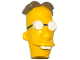 Part No: 19913pb01  Name: Minifigure, Head, Modified Simpsons Professor Frink with Glasses and Dark Tan Hair Pattern