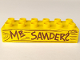 Part No: 2300pb009  Name: Duplo, Brick 2 x 6 with 'MR SANDERS' and Wood Grain Pattern