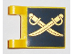 Part No: 2335pb107  Name: Flag 2 x 2 Square with Gold Crossed Cutlasses on Dark Blue Background Pattern