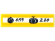 Part No: 2431pb0886  Name: Tile 1 x 4 with Fruit Prices, '0.99', '2.50', Tomato and Pumpkin on White Stripe Pattern (Sticker) - Set 41704